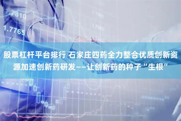 股票杠杆平台排行 石家庄四药全力整合优质创新资源加速创新药研发——让创新药的种子“生根”